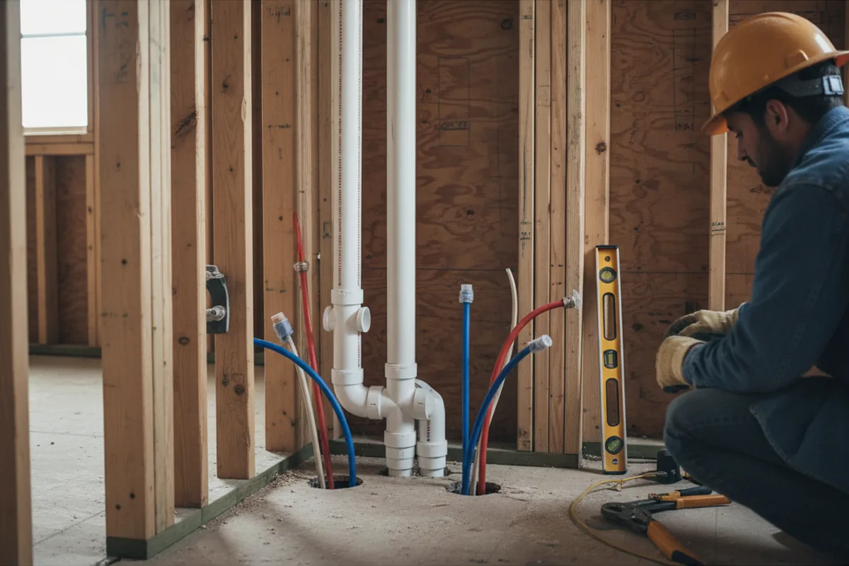 Drain and supply rough-in during Leak Detection in Lake View